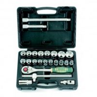 FORCE 4246B-5 JUEGO 24PZAS 18 CUBOS 6 PUNTOS ESP. 1/2" 10-32MM + 6 ACCESORIOS CON ESTUCHE
