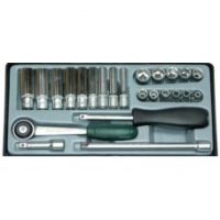 FORCE 2253 JUEGO 24 CUBOS HEX. CORTOS/LARGOS ESPIGA 1/4" 4-13MM C/CAJA