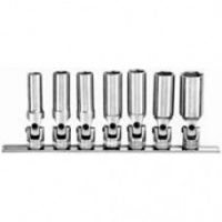 FORCE 3077S JUEGO 7 CUBOS HEX. ARTICULADOS LARGOS ESPIGA 3/8" 3/8"-3/4"