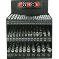 FORCE 50121A-429 EXHIBIDOR DE TRES NIVELES CON 429 CUBOS ESPIGAS 1/4'', 3/8'' Y 1/2''