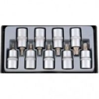 FORCE 4102 JUEGO 9 CUBOS CROMADOS TORX ESPIGA 1/2" T20-T60 CON ESTUCHE