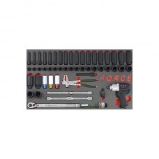 FORCE 4491 JUEGO 49 CUBOS DE IMPACTO ESÍGA 1/2" MM/PULG. CUBOS P.AROS, LLAVE TORQUE