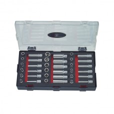 FORCE K2362 JUEGO 36 CUBOS ESPIGA 1/4" CORTOS Y LARGOS 4-13/MM TORX E4-E10 CON ESTUCHE . .