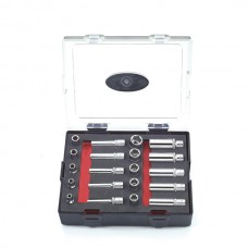 FORCE K2205 JUEGO 20 CUBOS LAGOS 6 PUNTOS ESPIGA 1/4" CORTOS Y LARGOS 5-32"-1/2" ESTUCHE