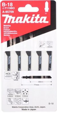 MAKITA A-85709 SIERRAS P/CALADORA 1-1/2" B-18 CORTE CURVO MADERA 14DPP PAQ/5UDS T119BO