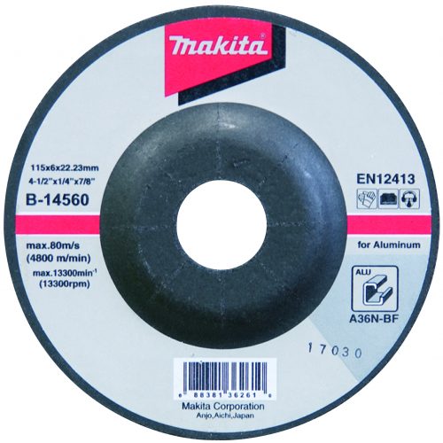MAKITA B-14560 DISCO ABRASIVO-PULIR ALUMINIO A36 4-1/2"X1/4"X7/8" .
