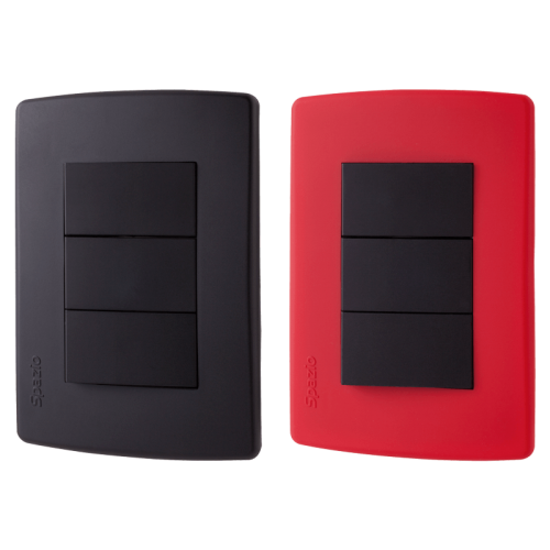 INTERRUPTOR TRIPLE CONMUTABLE SPAZIO 10 AMP/127 VOLT NEGRO MATE