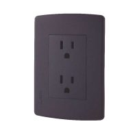 TOMA DOBLE INTEGRAL C/POLO A TIERRA SPAZIO 15 AMP/127 VOLT  NEGRO MATE