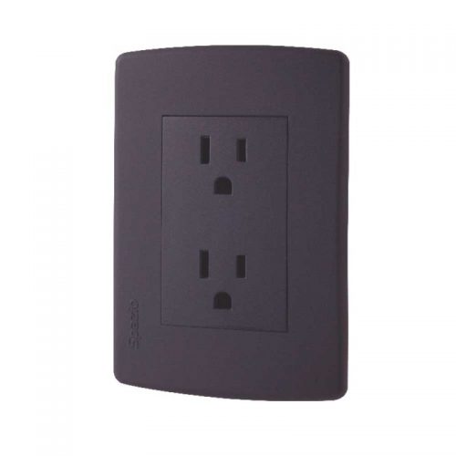 TOMA DOBLE INTEGRAL C/POLO A TIERRA SPAZIO 15 AMP/127 VOLT  NEGRO MATE