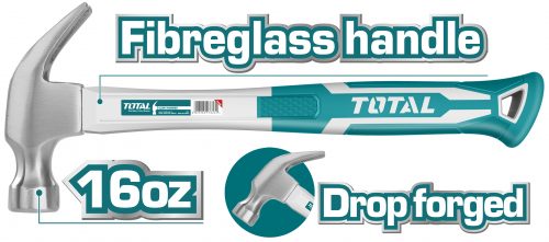 TOTAL TOOLS THT73166 MARTILLO DE UÑA CABO FIBRA DE VIDRIO 450G (16OZ)