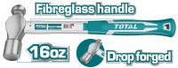 TOTAL TOOLS THT74166 MARTILLO DE BOLA CABEZA ACERO DE CARBONO FORJADO MANGO DE FIBRA DE VIDRIO 450G