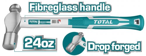 TOTAL TOOLS THT74246 MARTILLO DE BOLA CABEZA ACERO DE CARBONO FORJADO MANGO DE FIBRA DE VIDRIO 660G