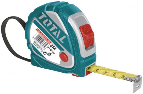 TOTAL TOOLS TMT126031 CINTA MÉTRICA 3 FUNCIONES DE BOTÓN DE PARADA 3Mx16MM MÉTRICA/PULGADAS